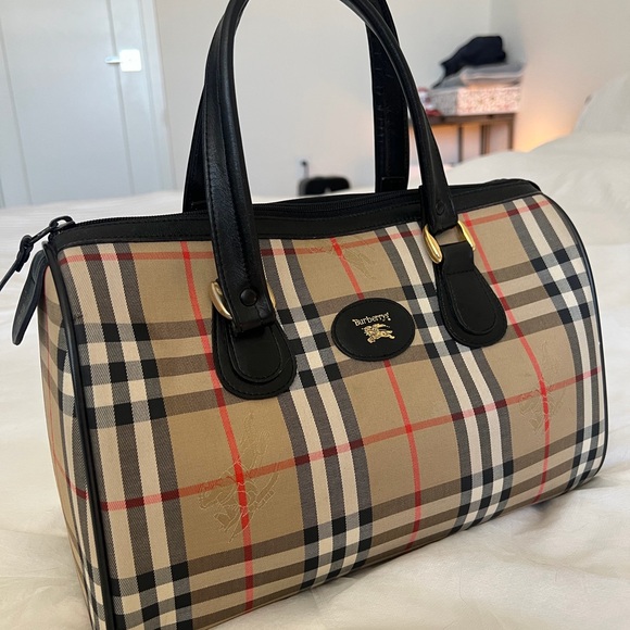 Burberry Handbags - Burberry Tan and Black Plaid Satchel